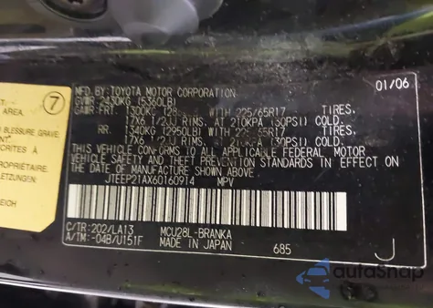 2006 Toyota Highlander Limited V6 z USA, uszkodzony, nr VIN JTEEP21AX60160914